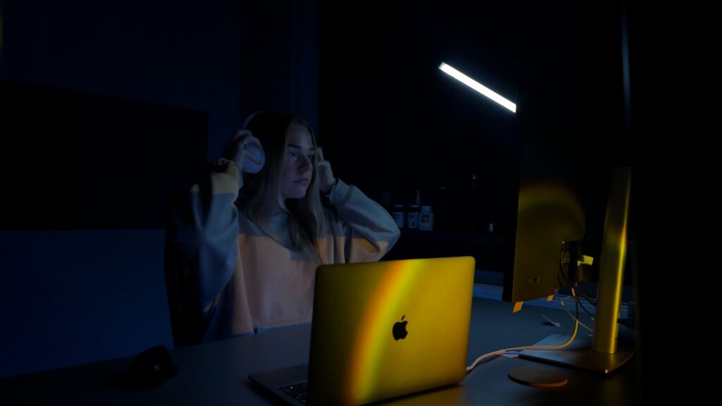 Creative videographer working on location during a travel shoot